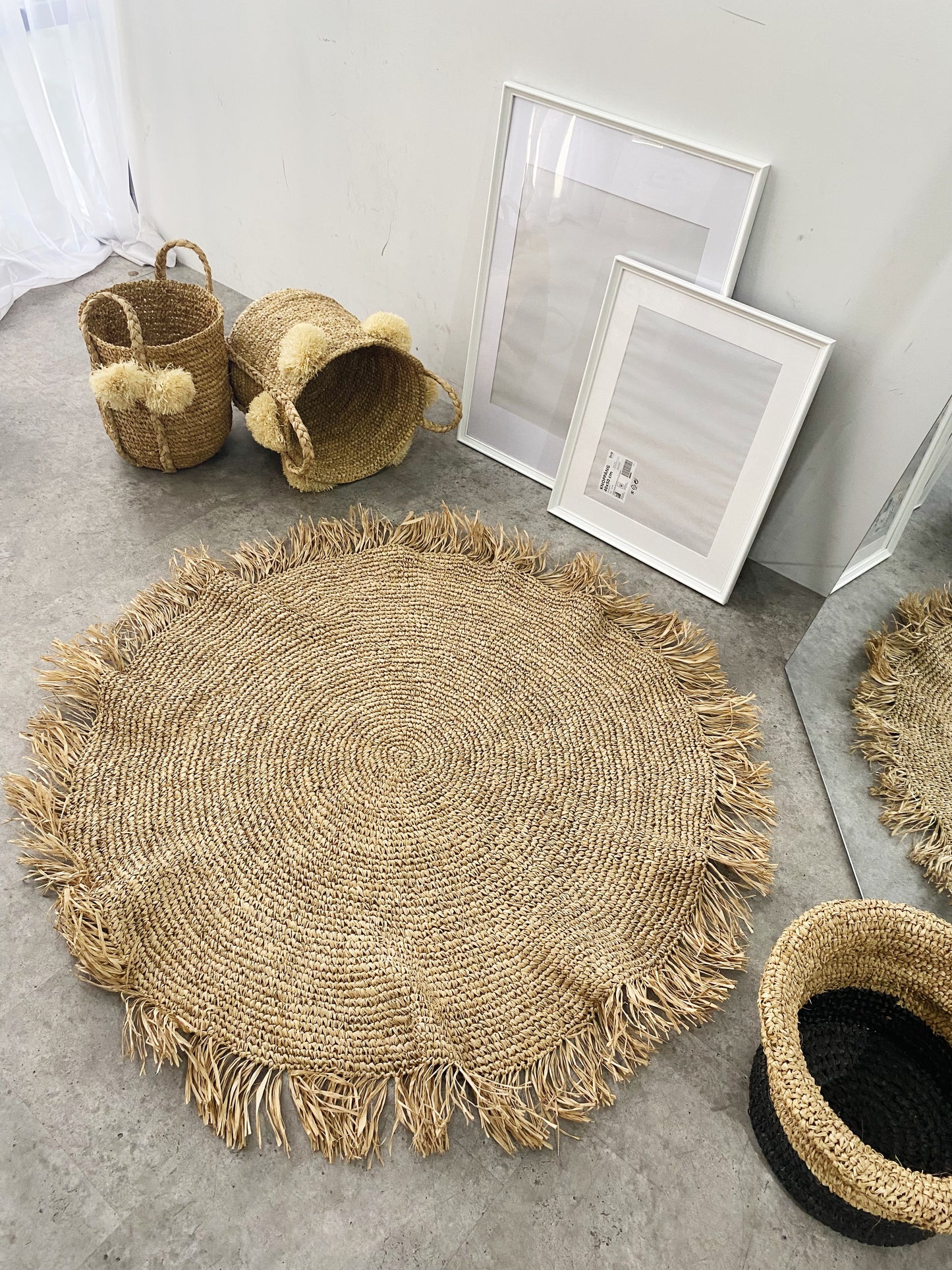 Natural Raffia Fringe Rug