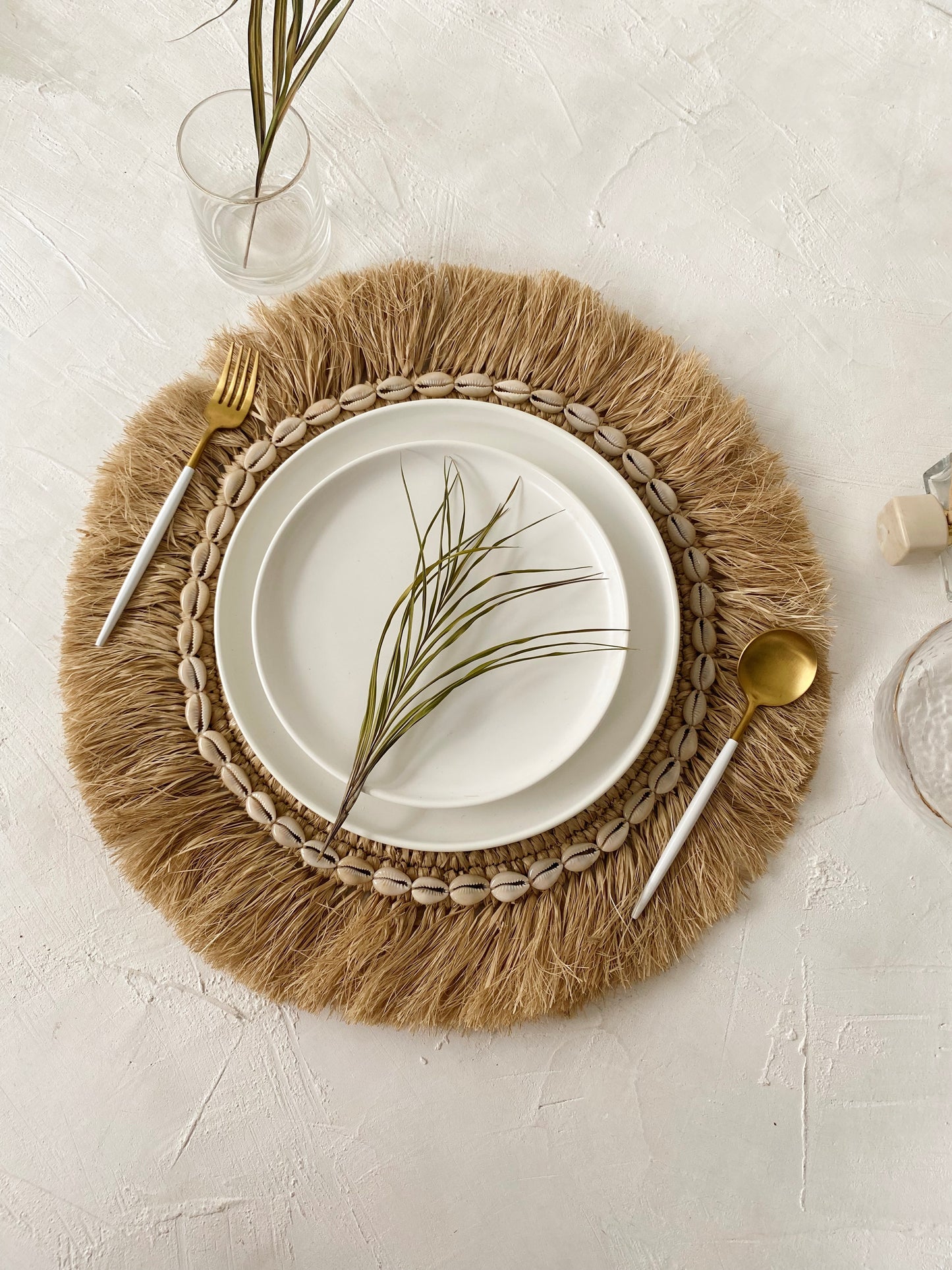 Raffia Shell Fringe Natural Placemats