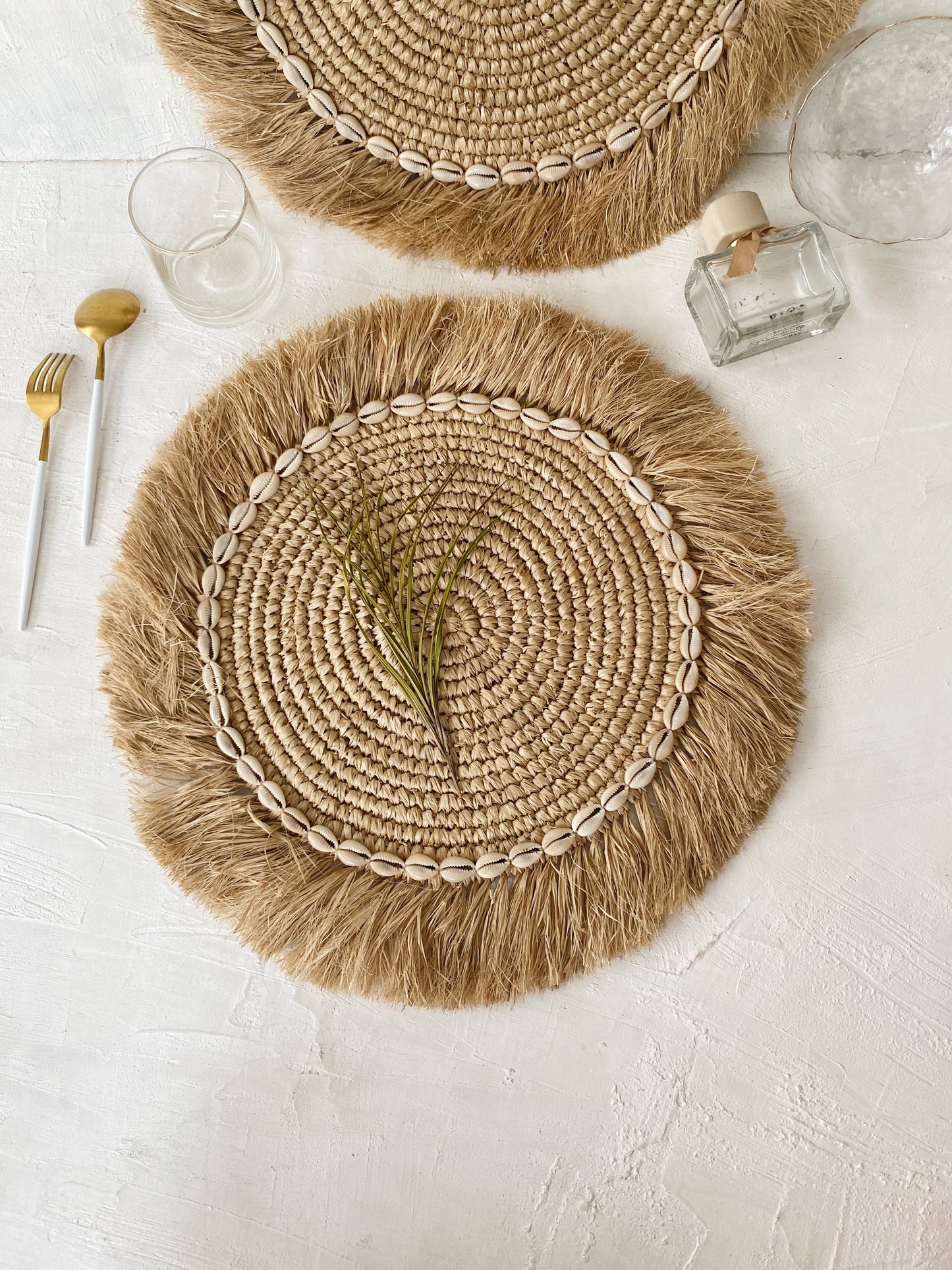 Raffia Shell Fringe Natural Placemats