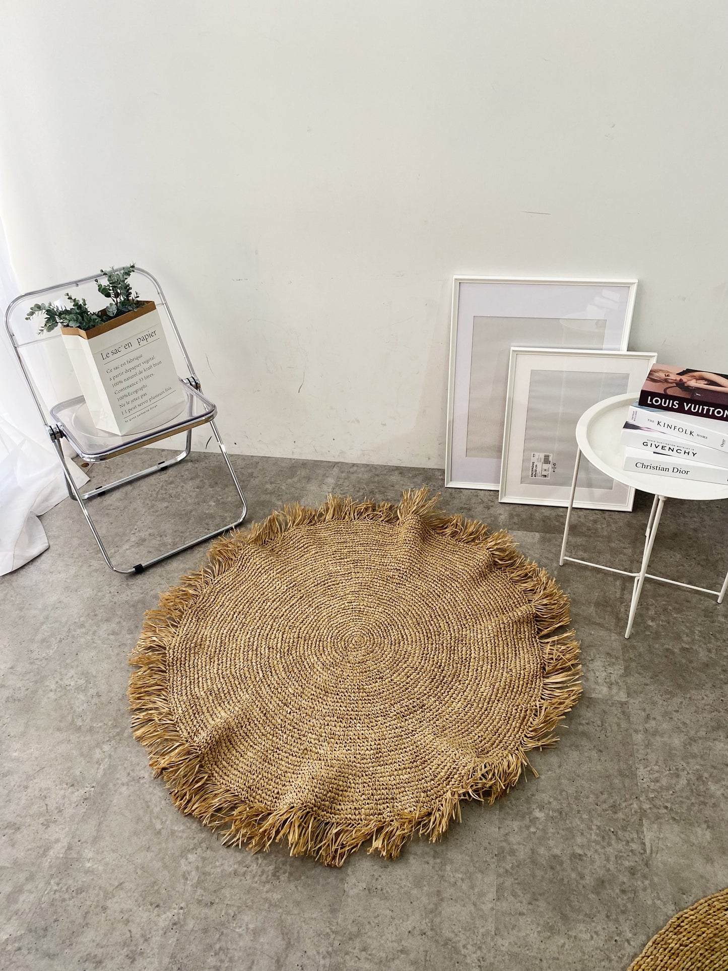 Natural Raffia Fringe Rug