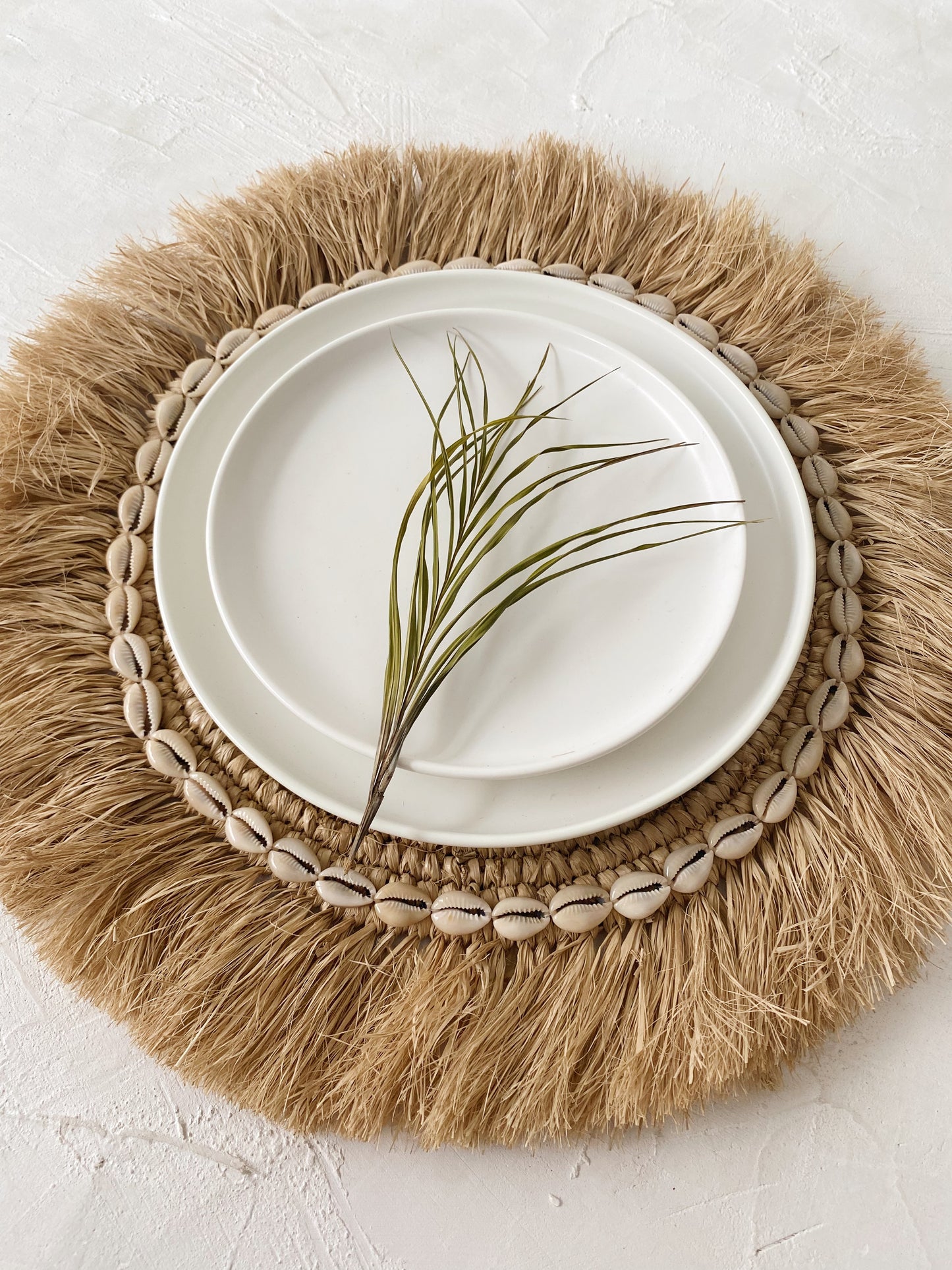 Raffia Shell Fringe Natural Placemats