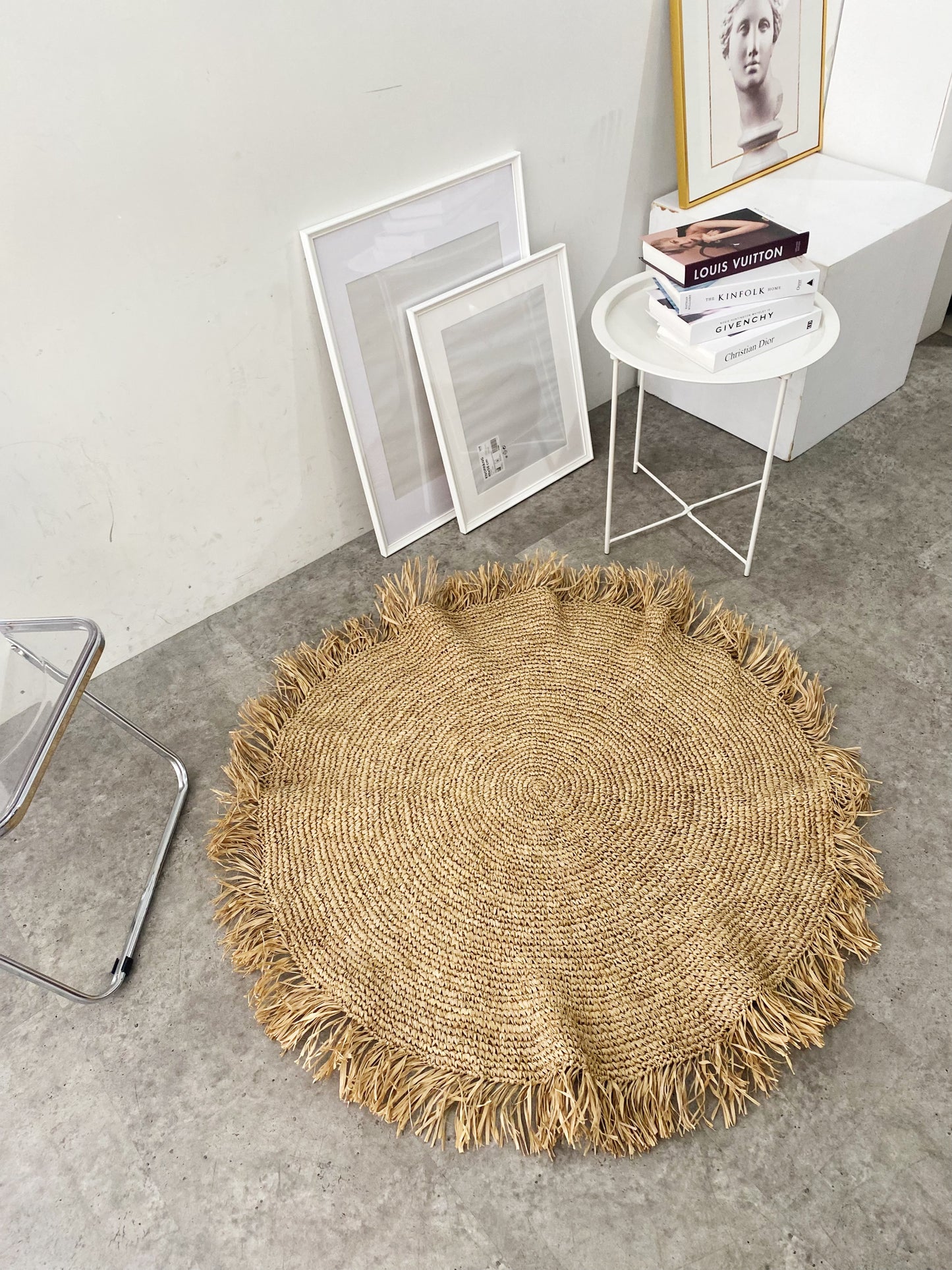 Natural Raffia Fringe Rug