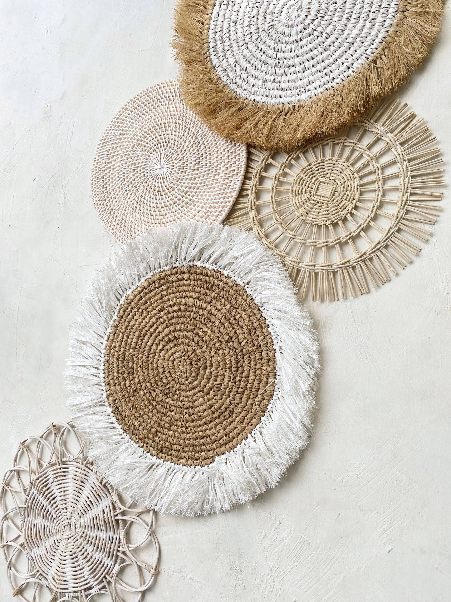 Set of 5 White Wall Basket