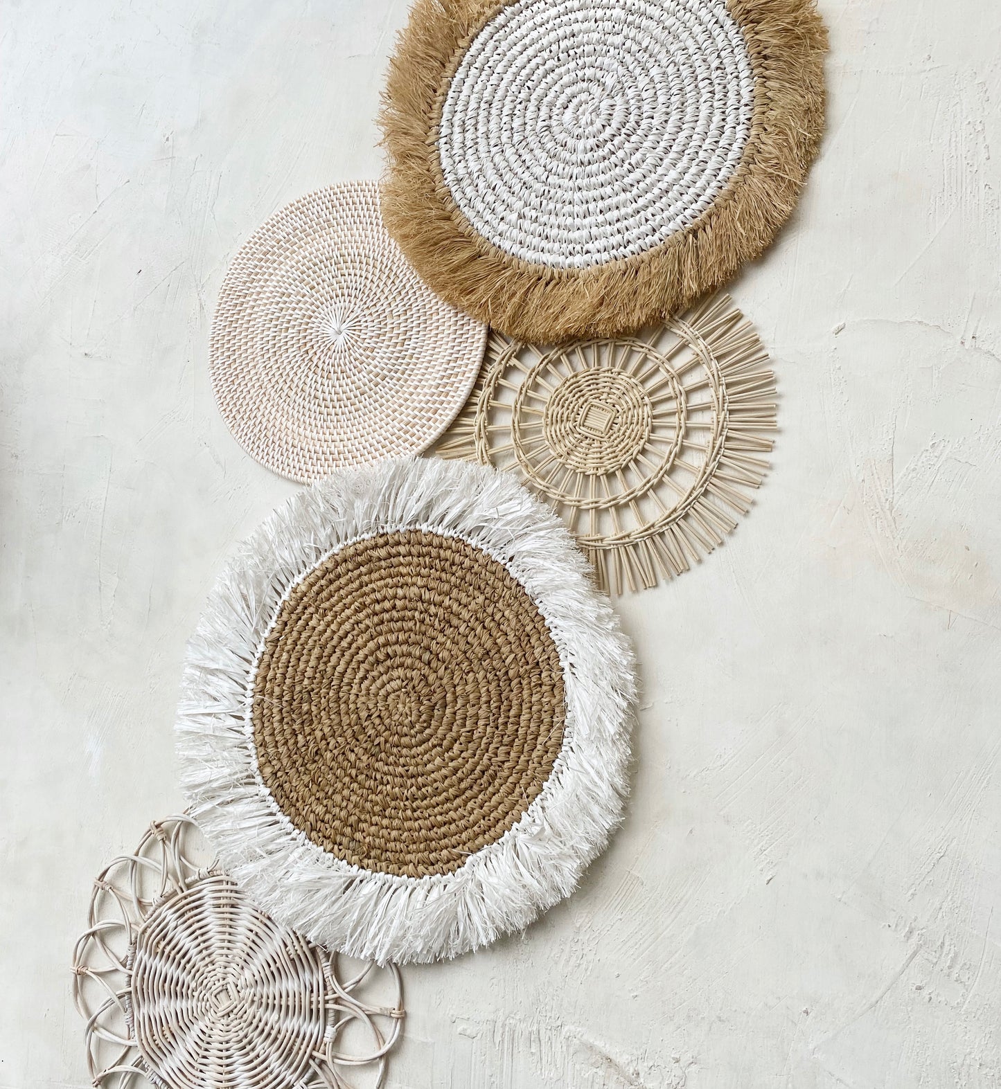 Set of 5 White Wall Basket