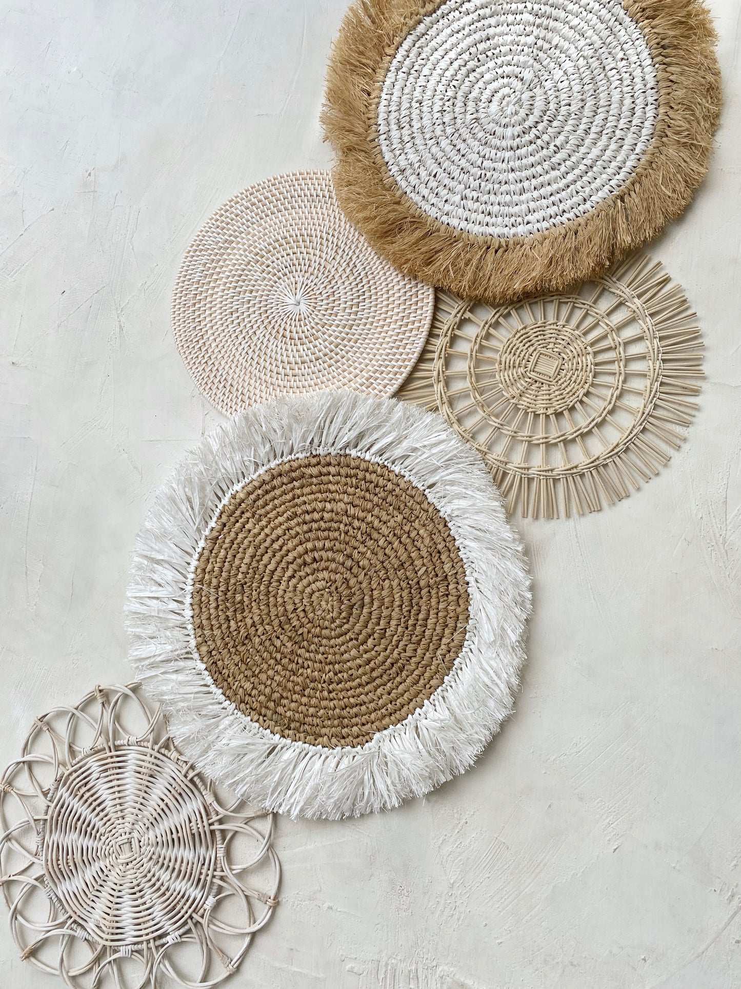 Set of 5 White Wall Basket