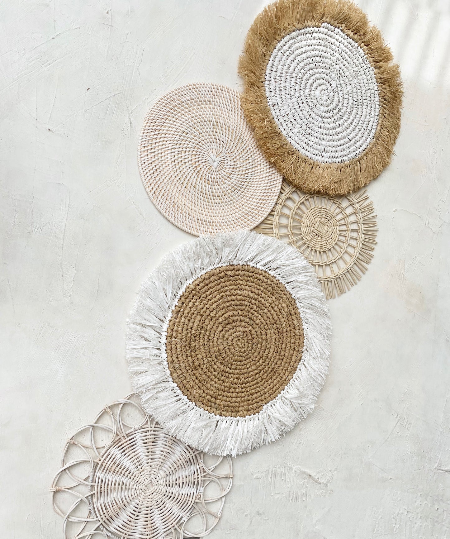 Set of 5 White Wall Basket