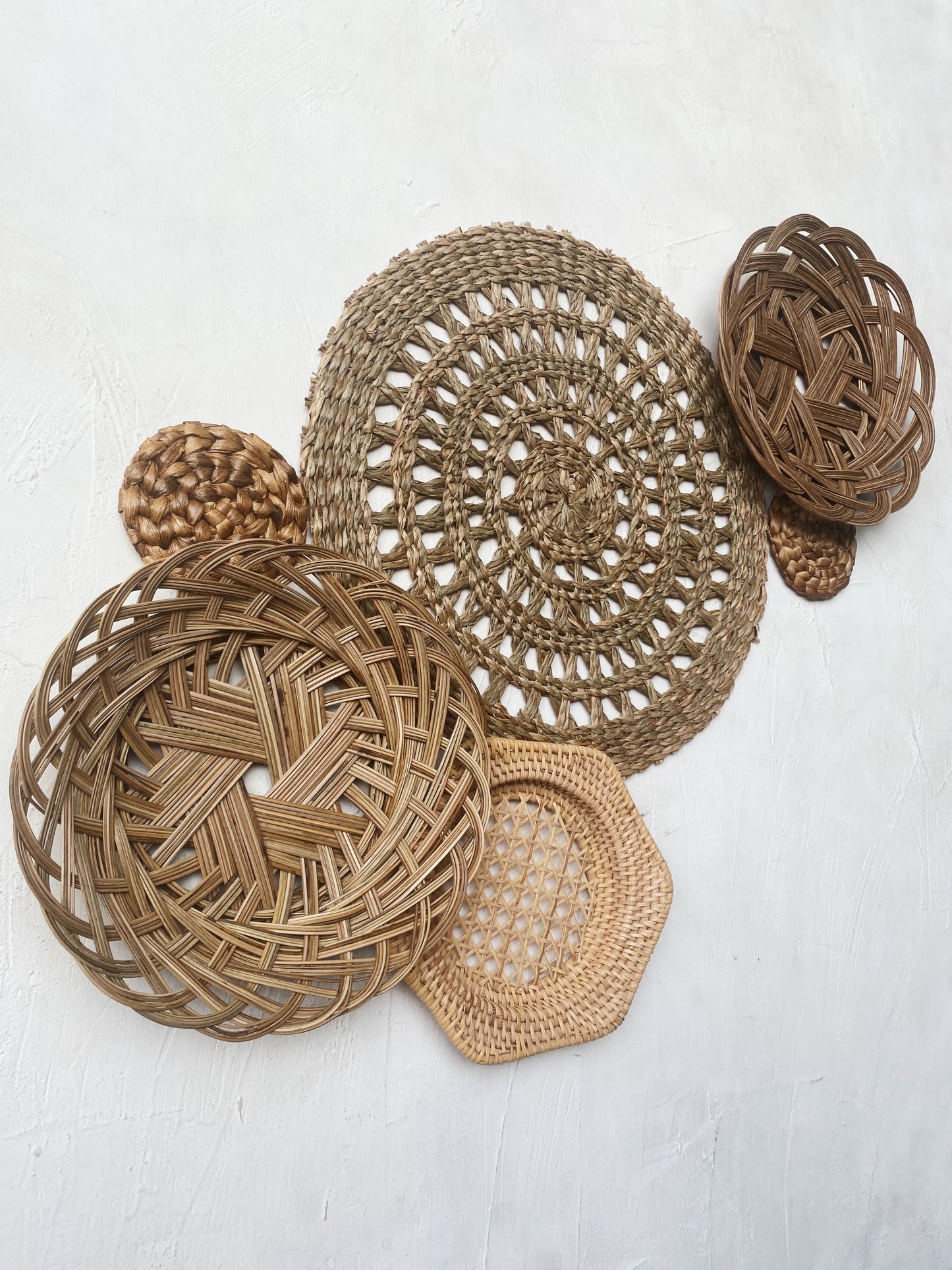 Natural Boho Wall Basket Set