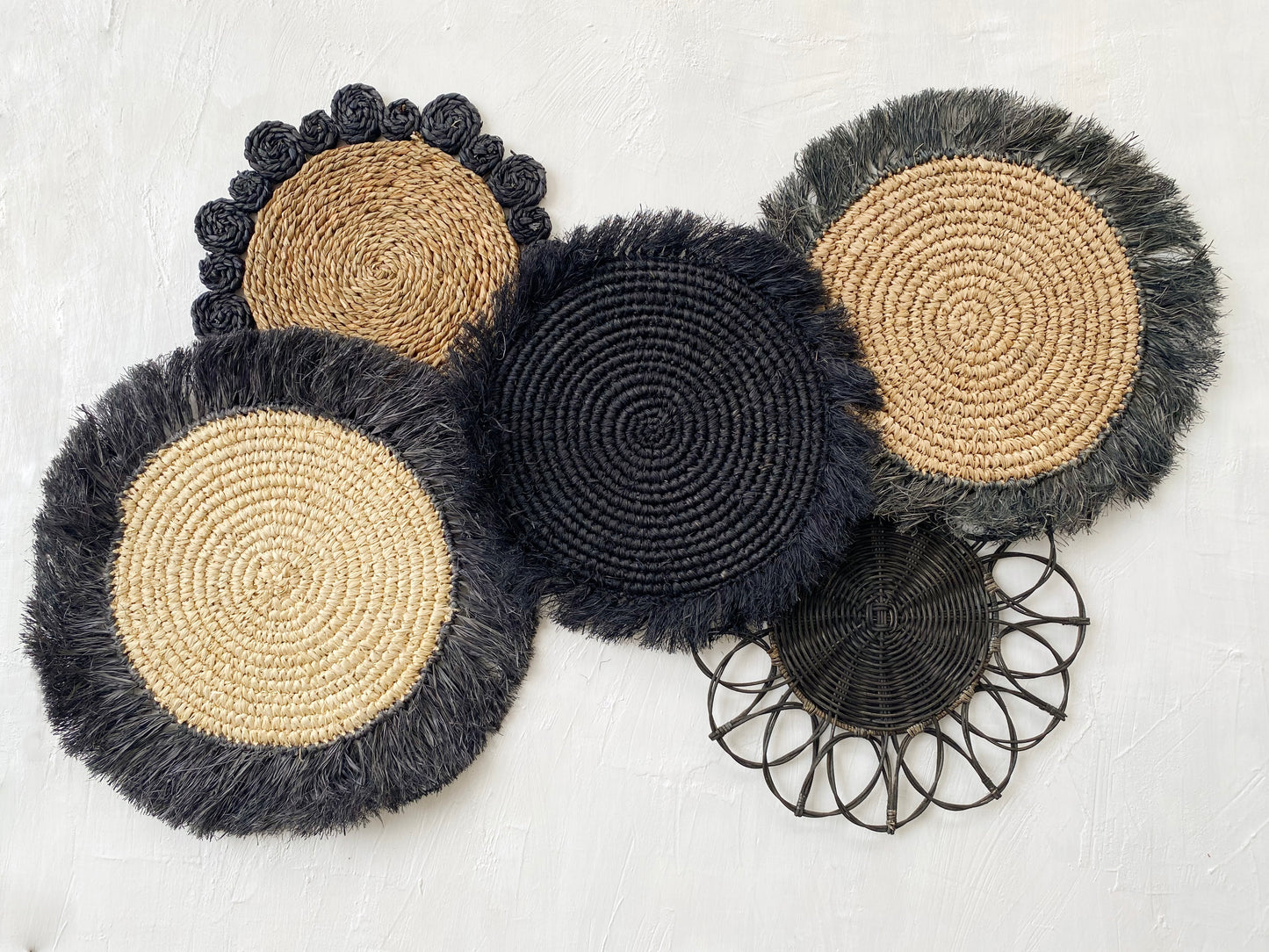 Set of 5 Black Wall Basket for Wall Decor