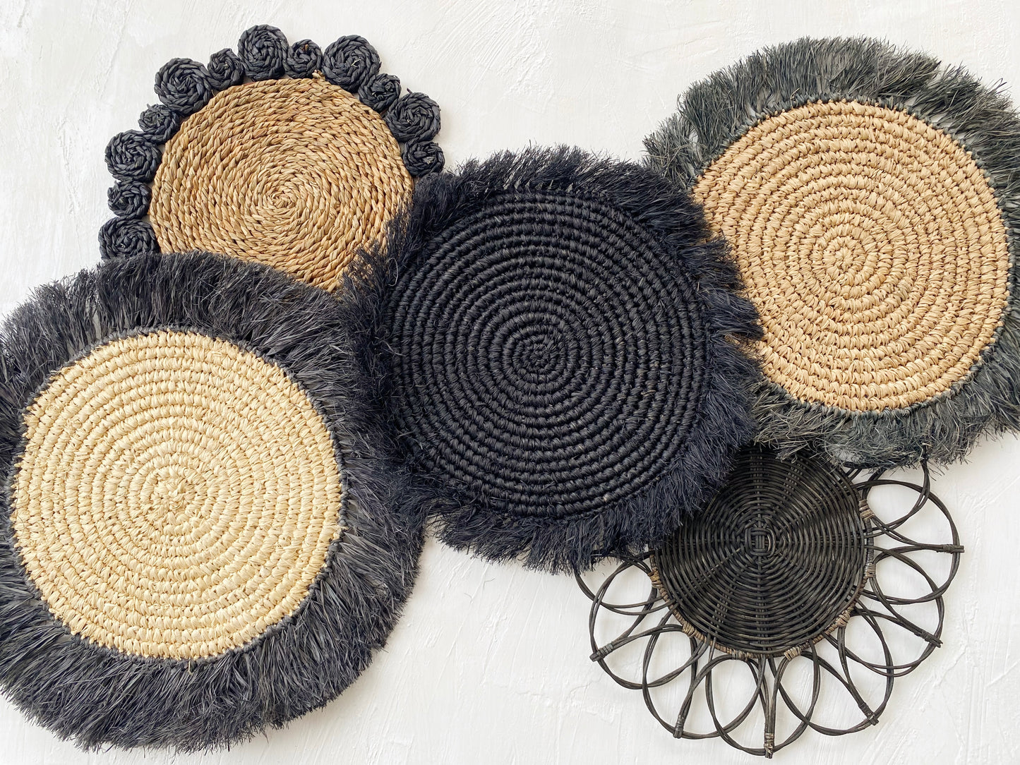 Set of 5 Black Wall Basket for Wall Decor