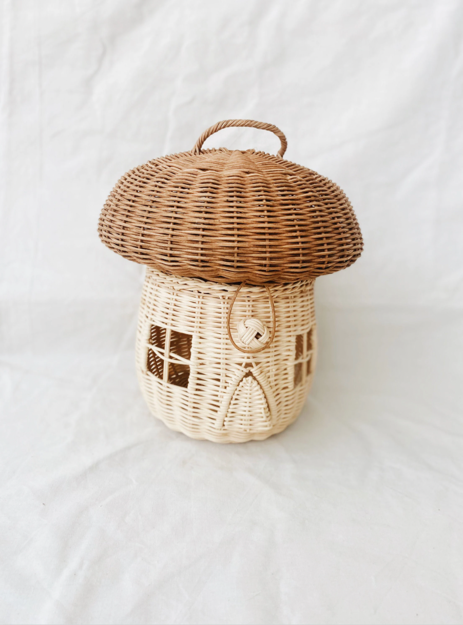 Mushroom Rattan House with Handle