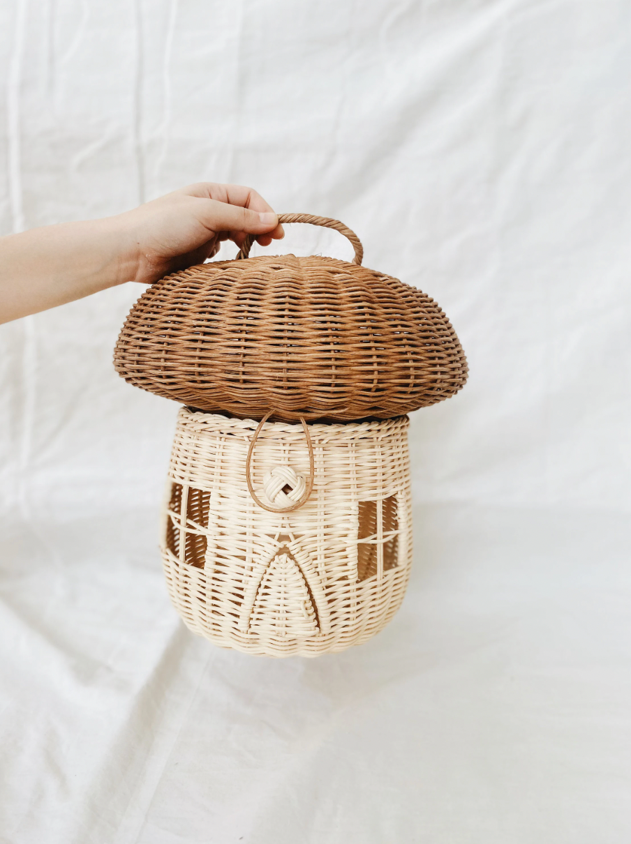 Mushroom Rattan House with Handle