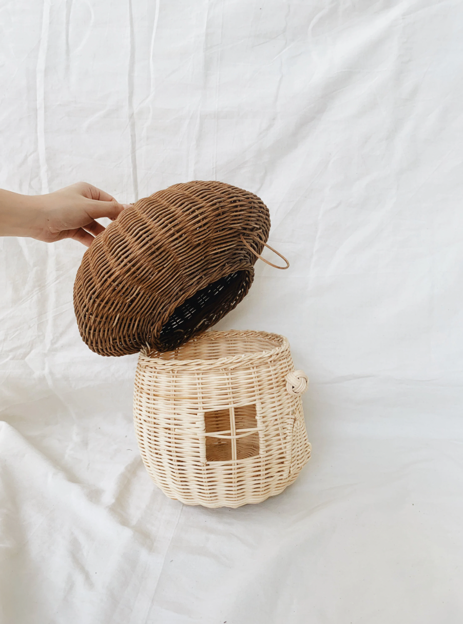 Mushroom Rattan House with Handle