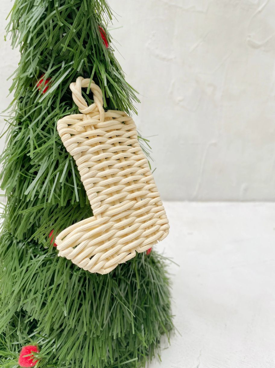 Set of 5 Rattan Xmas Hanging Charms Ornaments