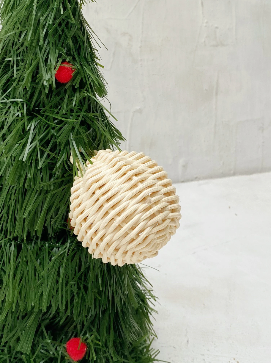 Set of 5 Rattan Xmas Hanging Charms Ornaments