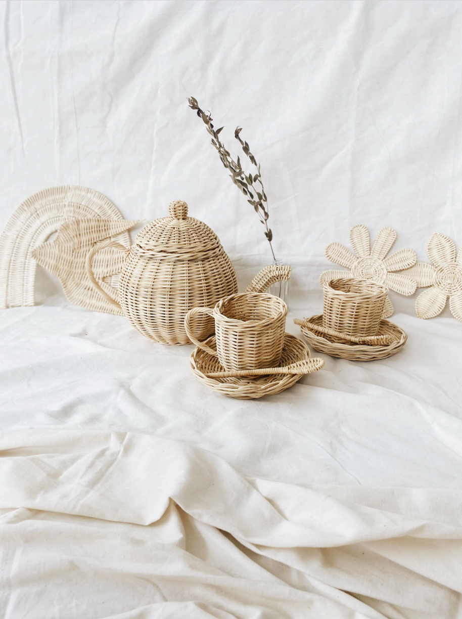 Rattan Tea Set