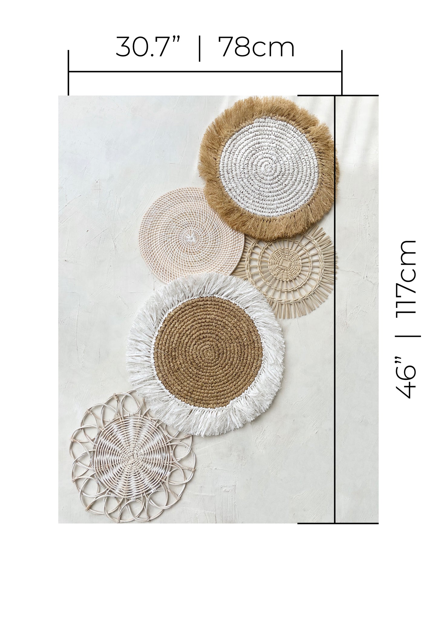 Set of 5 White Wall Basket