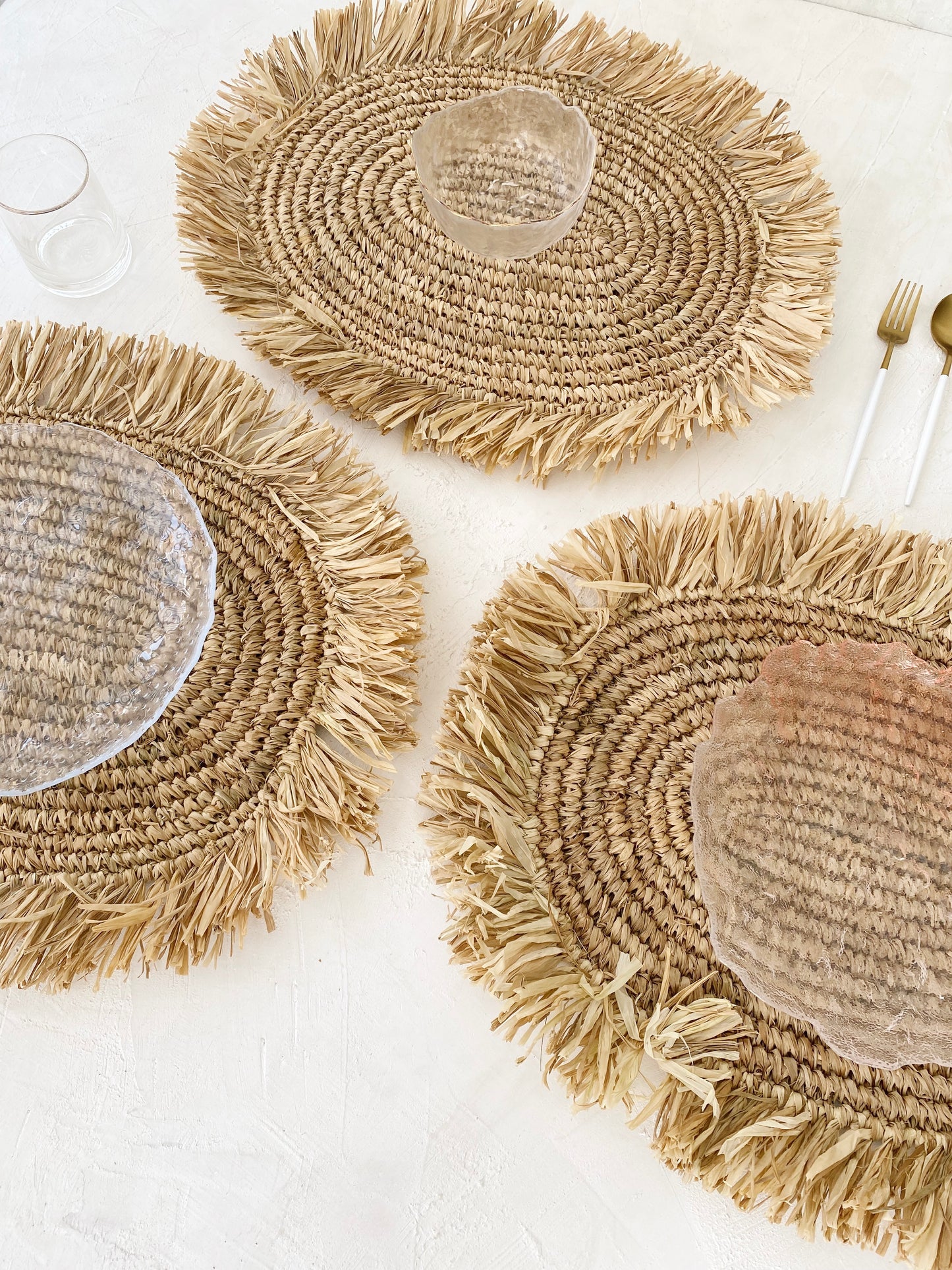 Oval Raffia Fringe Placemats