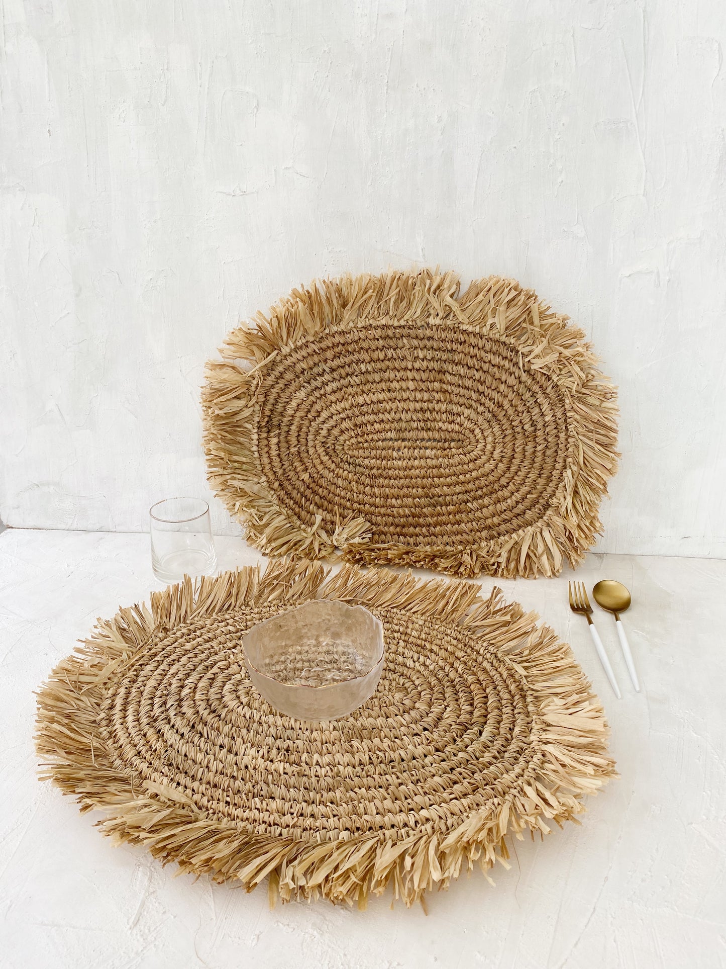 Oval Raffia Fringe Placemats