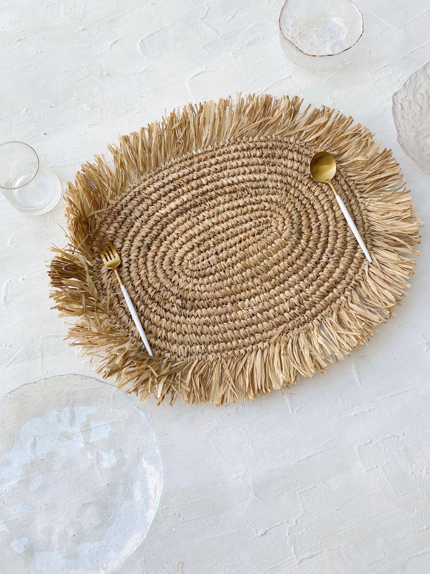 Oval Raffia Fringe Placemats