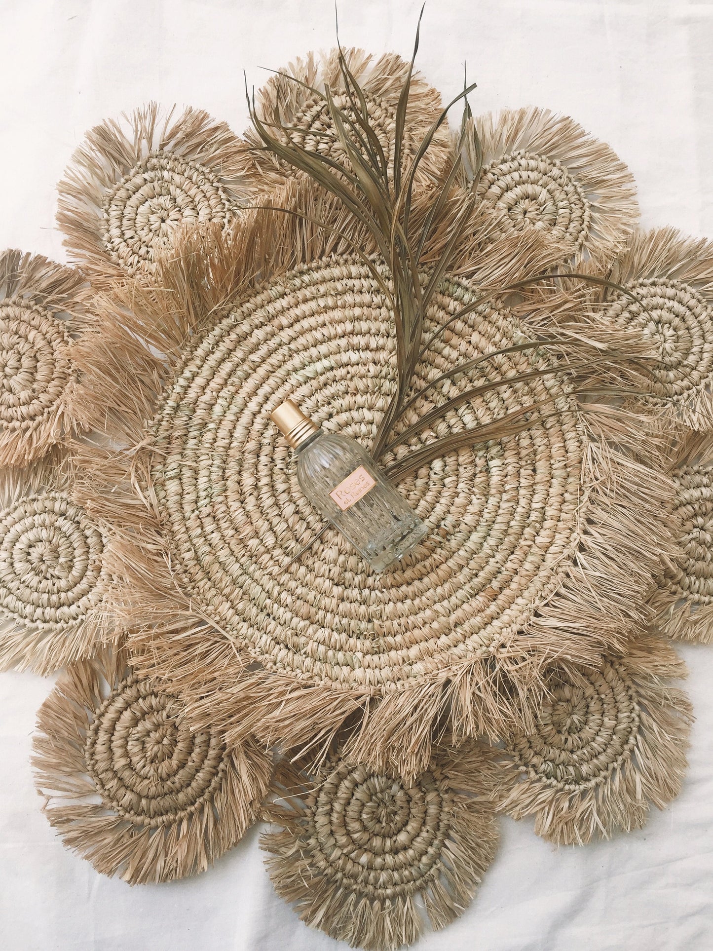 Set of Raffia Fringe Coaster