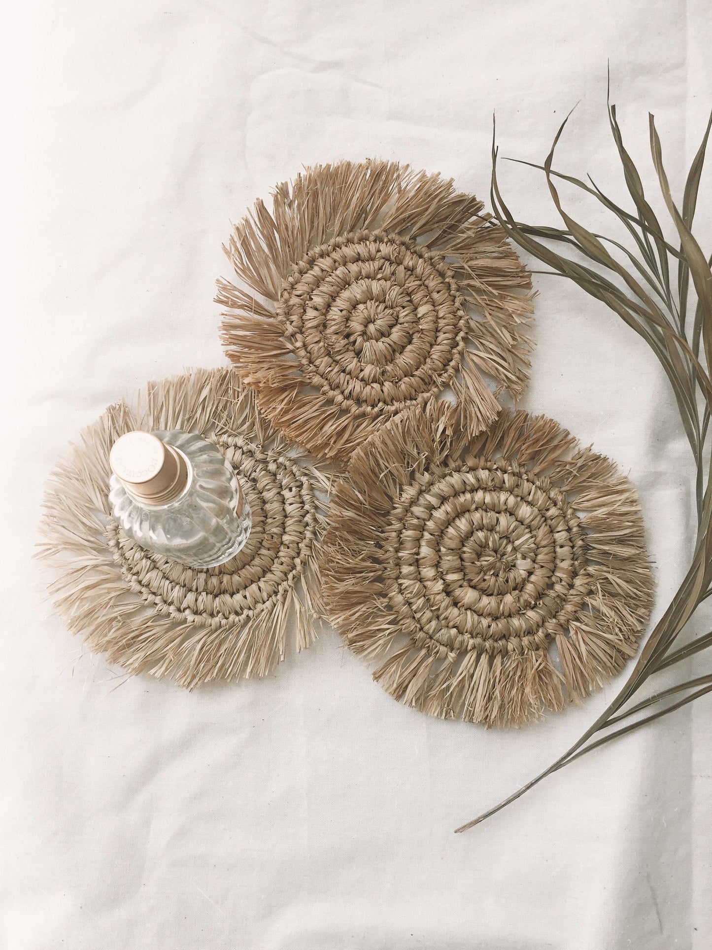 Set of Raffia Fringe Coaster