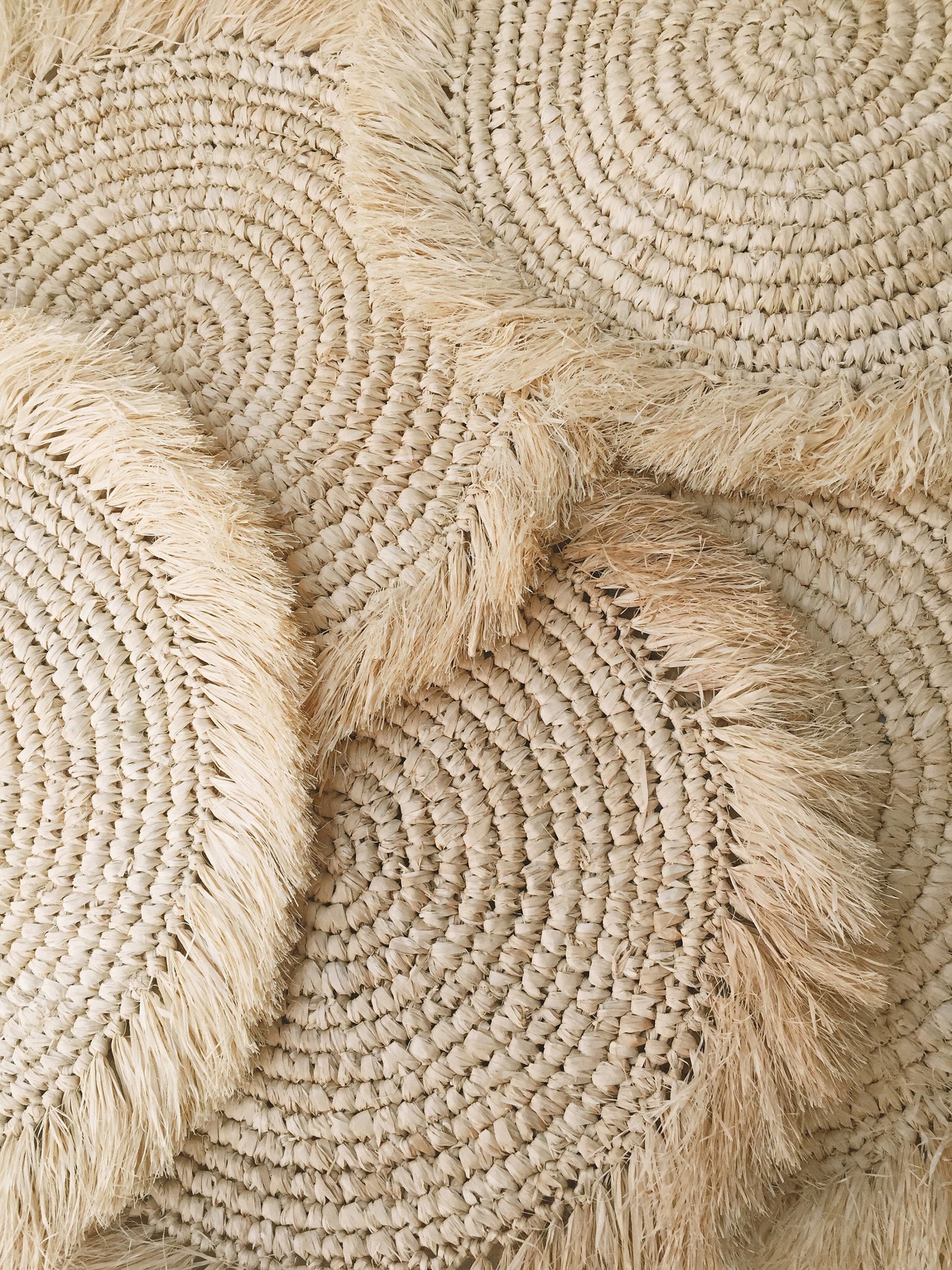 White Bleach Raffia Fringe Placemats