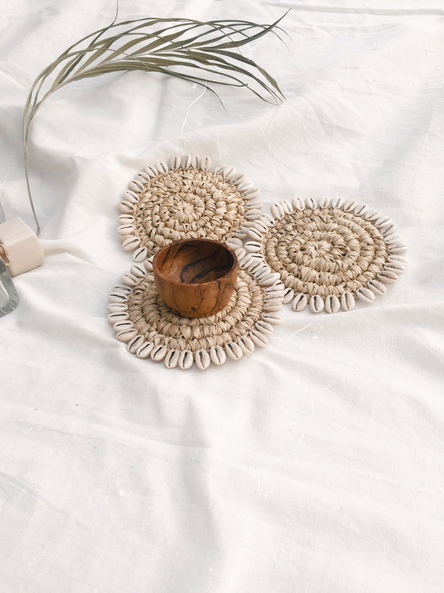 Set of Raffia Shell Coaster