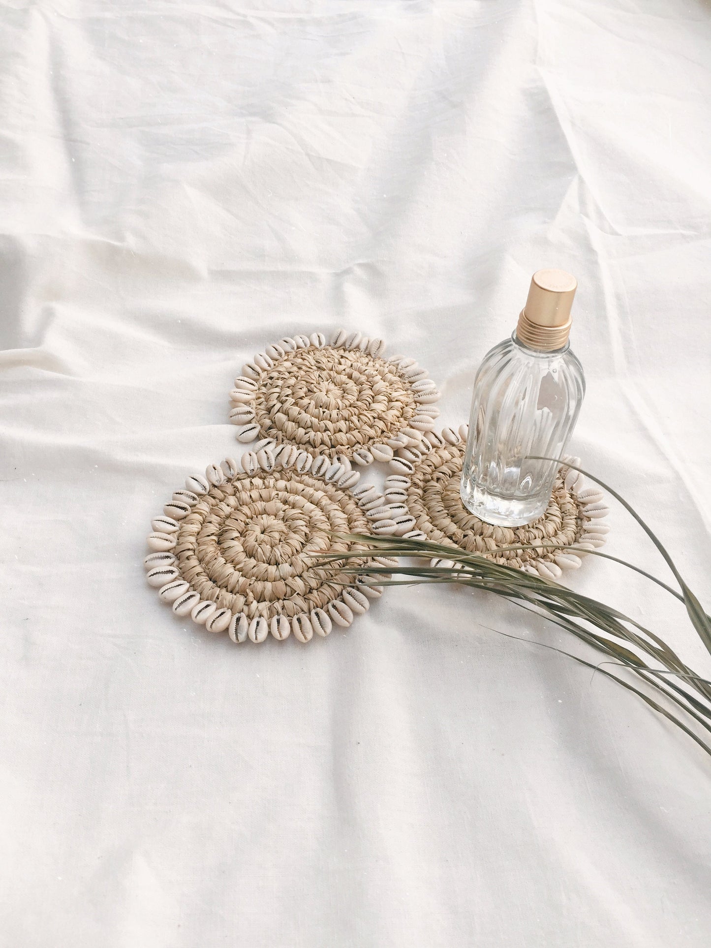 Set of Raffia Shell Coaster