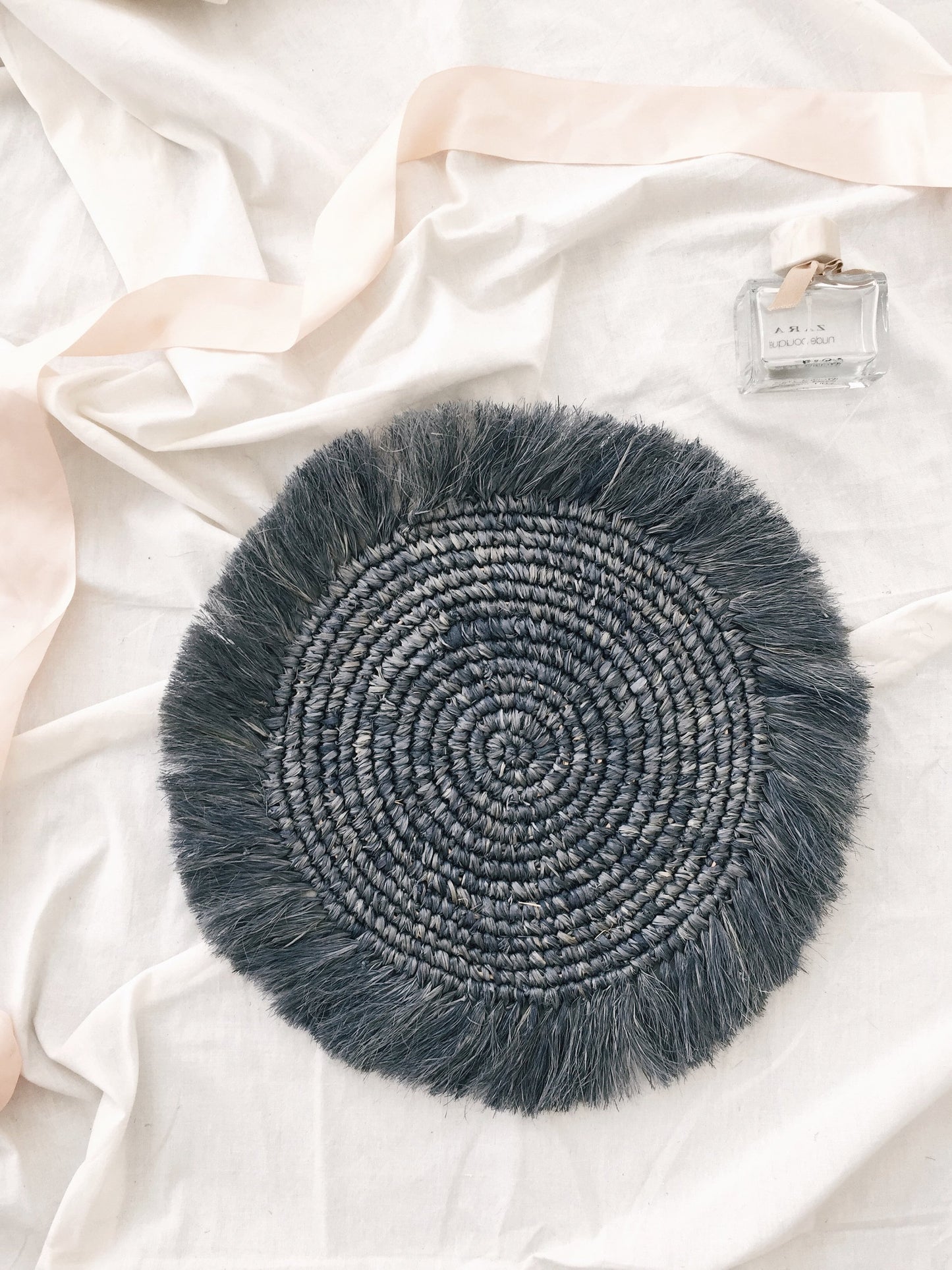 Gray Raffia Fringe Placemats