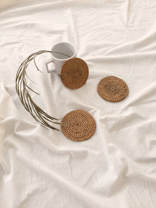 Set of Honey Rattan Coaster