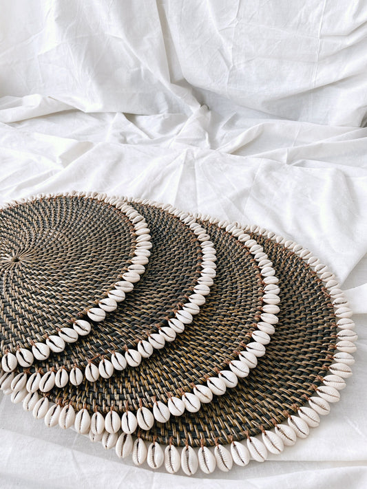 Dark Brown Rattan Shell Placemats