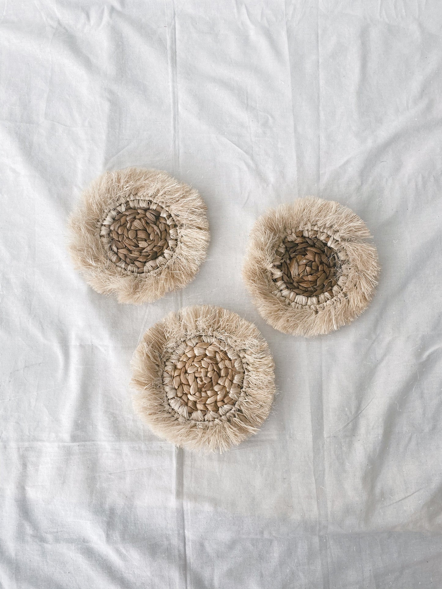 Set of Water Hyacinth Fringe Coaster