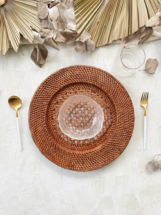 Dark Brown Rattan Plate Chargers