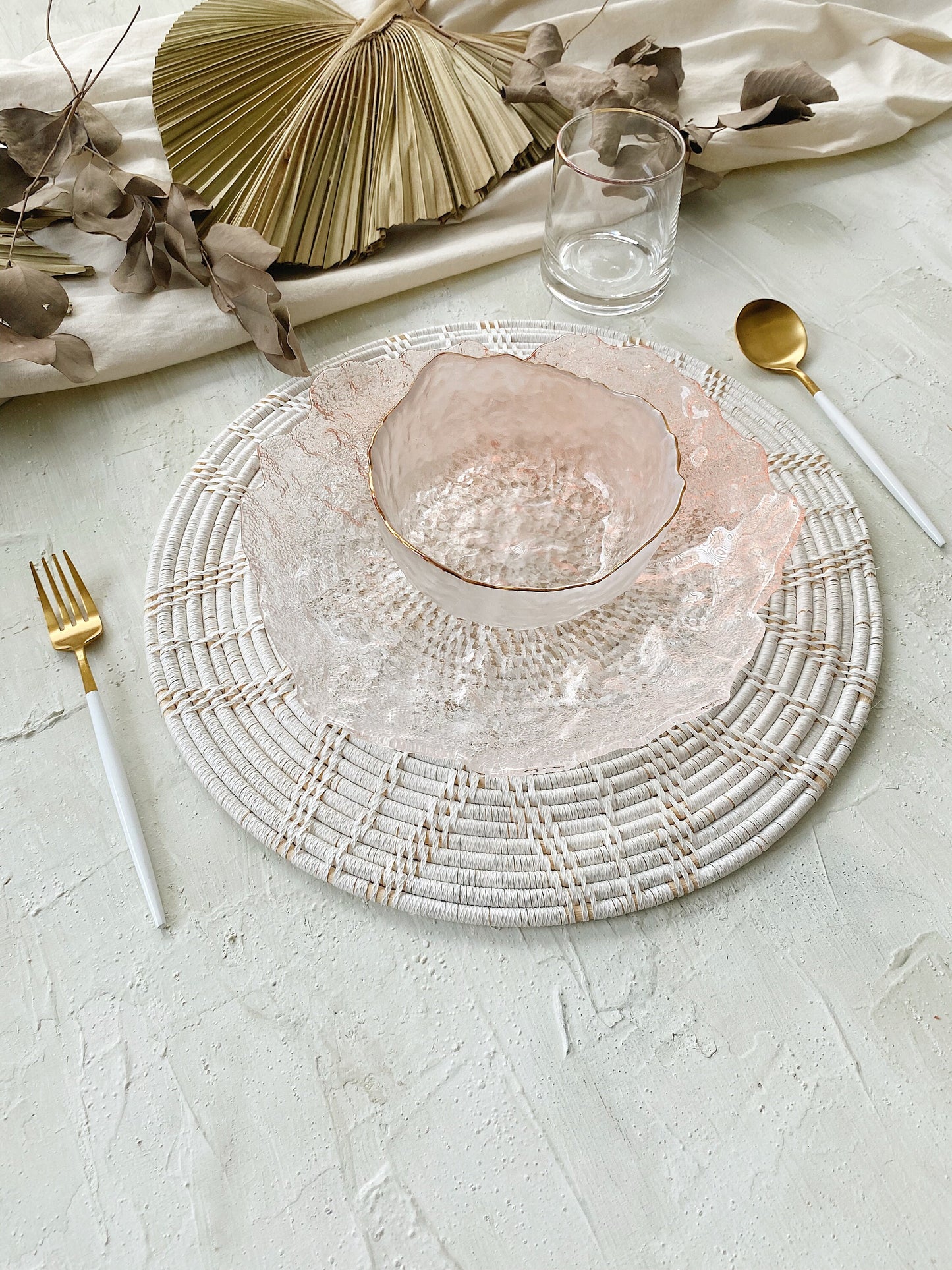 Star Round White Rattan Placemats