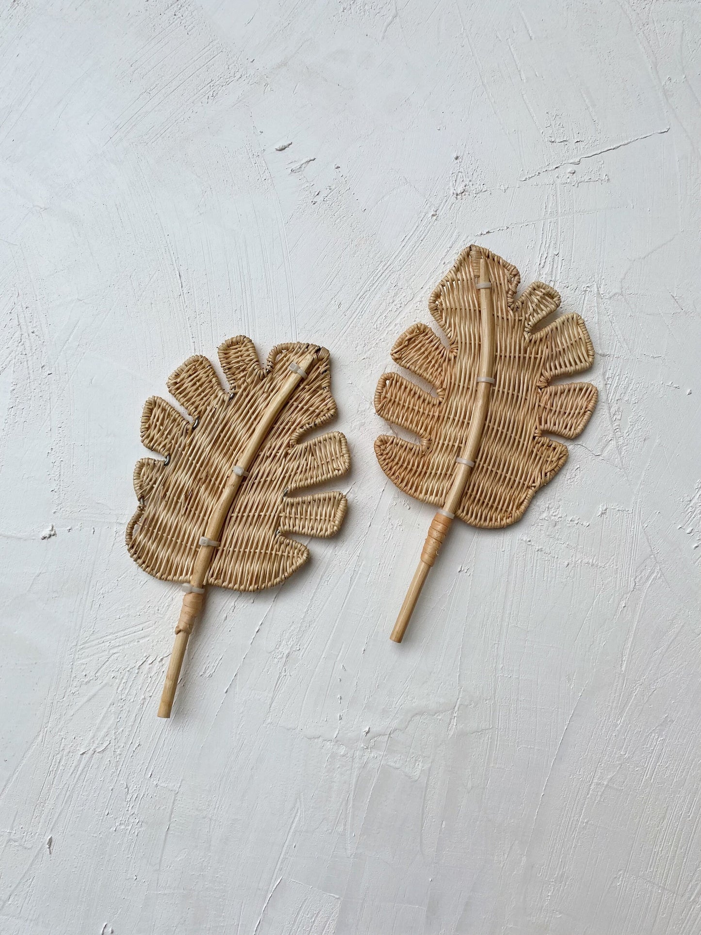 Set of 2 Monstera Leaf Rattan