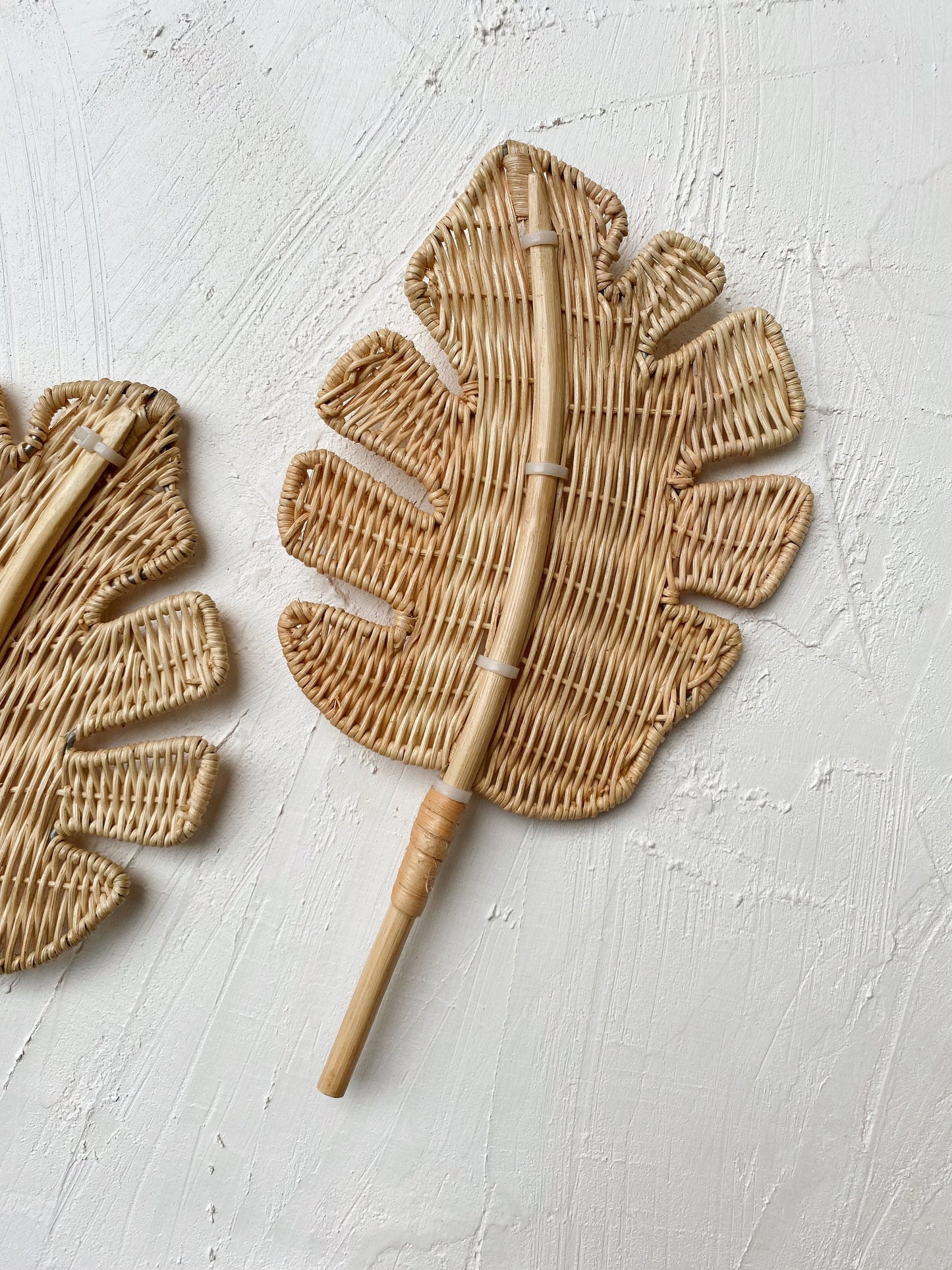 Set of 2 Monstera Leaf Rattan