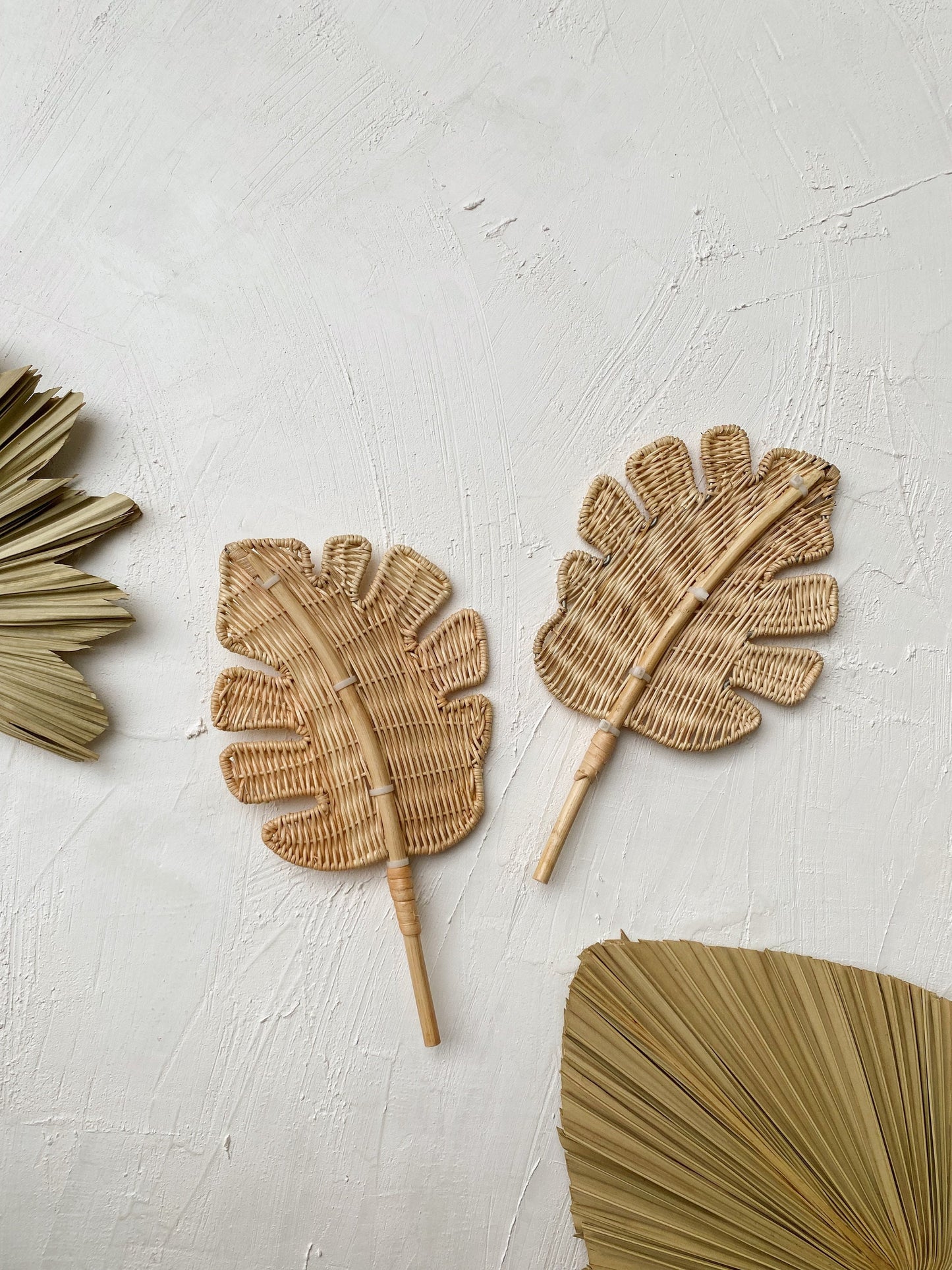 Set of 2 Monstera Leaf Rattan